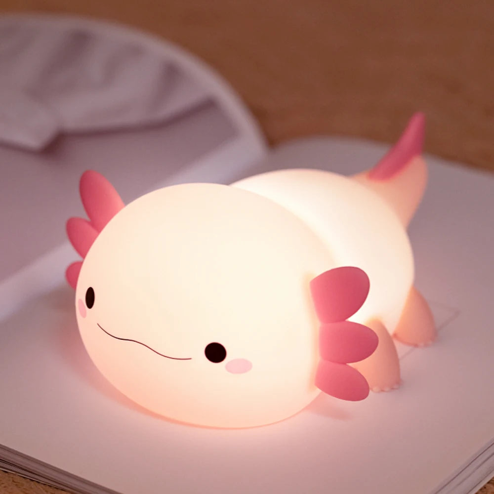 Axolight Buddy: Touch-Controlled Silicone Night Light for Cozy Kids' Rooms