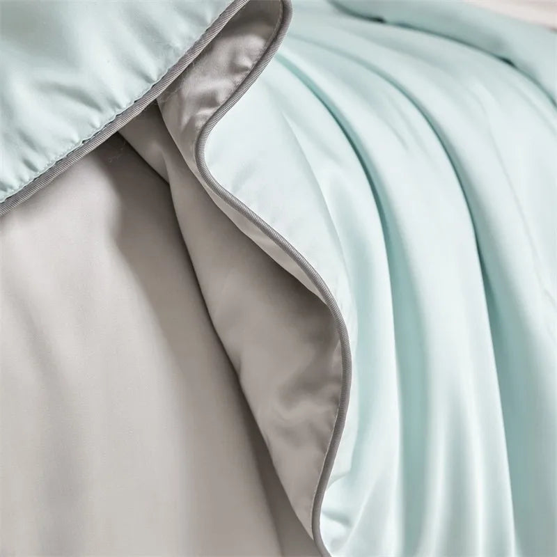 Eucalyptus Bliss: Silk Comforter Set with Cotton Fill & Soft Touch