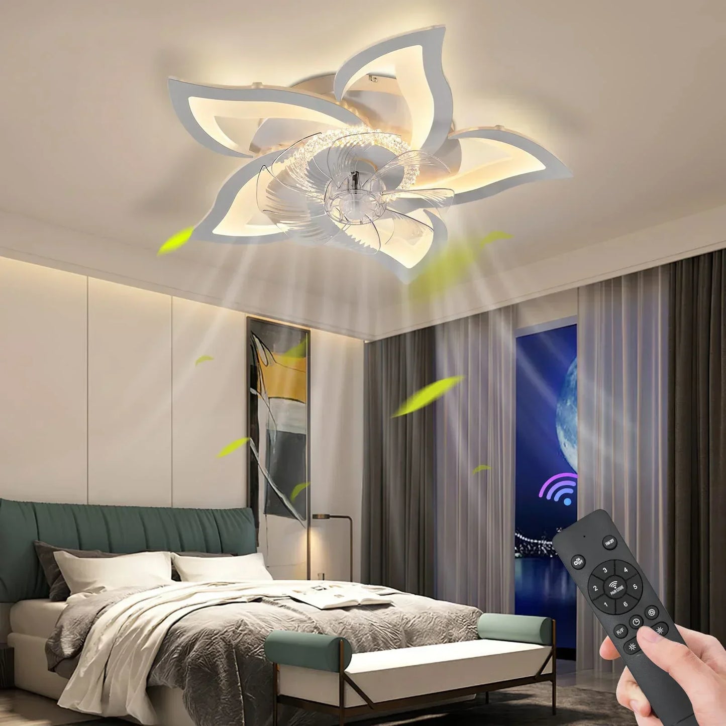 AeroLuxe Smart Ceiling Fan: Modern LED Light & Minimalist Design for Home Elegance