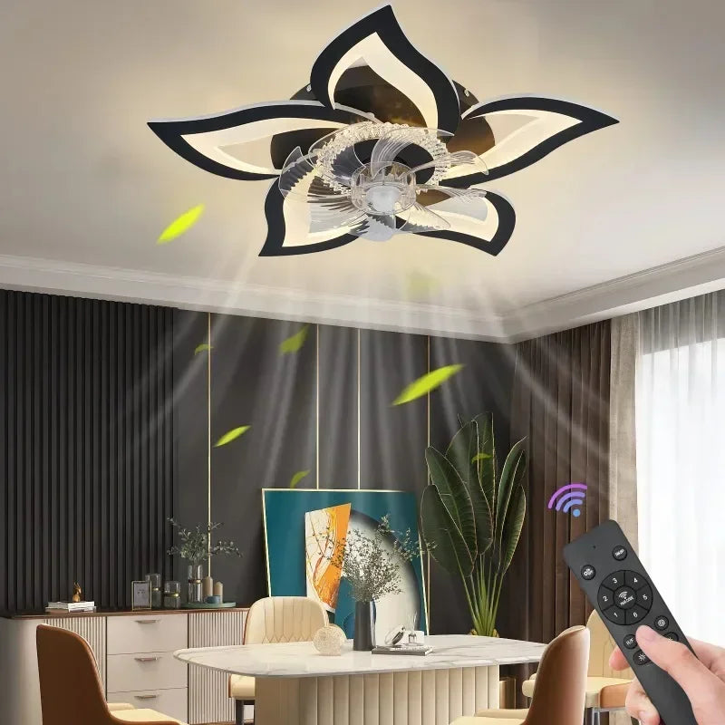 AeroLuxe Smart Ceiling Fan: Modern LED Light & Minimalist Design for Home Elegance