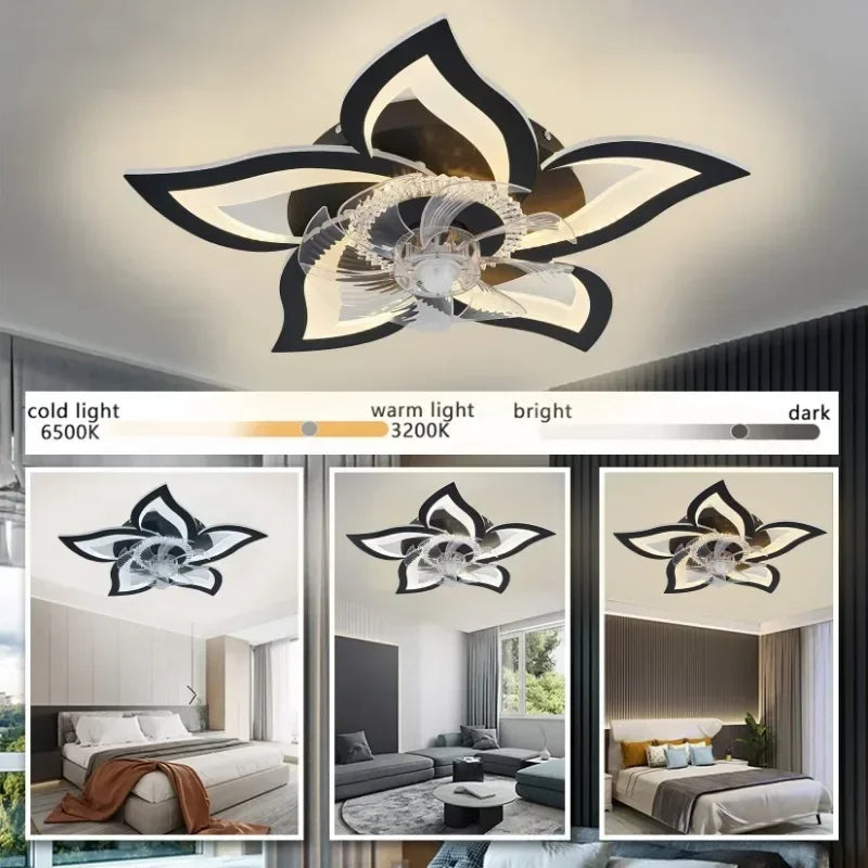 AeroLuxe Smart Ceiling Fan: Modern LED Light & Minimalist Design for Home Elegance