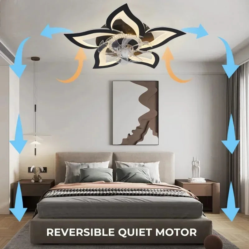 AeroLuxe Smart Ceiling Fan: Modern LED Light & Minimalist Design for Home Elegance