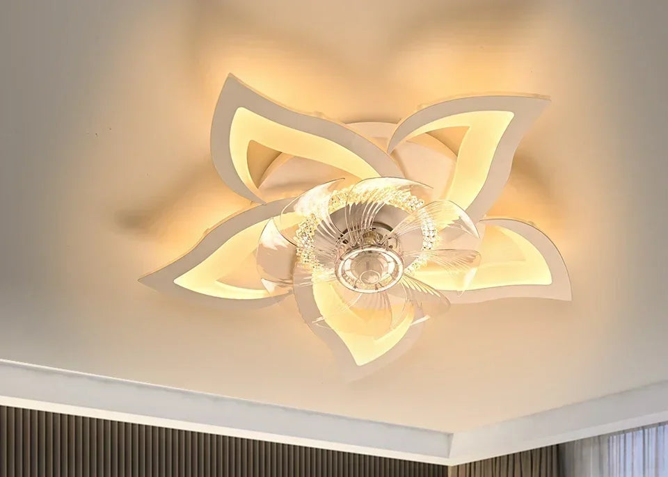 AeroLuxe Smart Ceiling Fan: Modern LED Light & Minimalist Design for Home Elegance