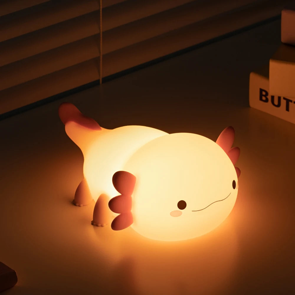 Axolight Buddy: Touch-Controlled Silicone Night Light for Cozy Kids' Rooms