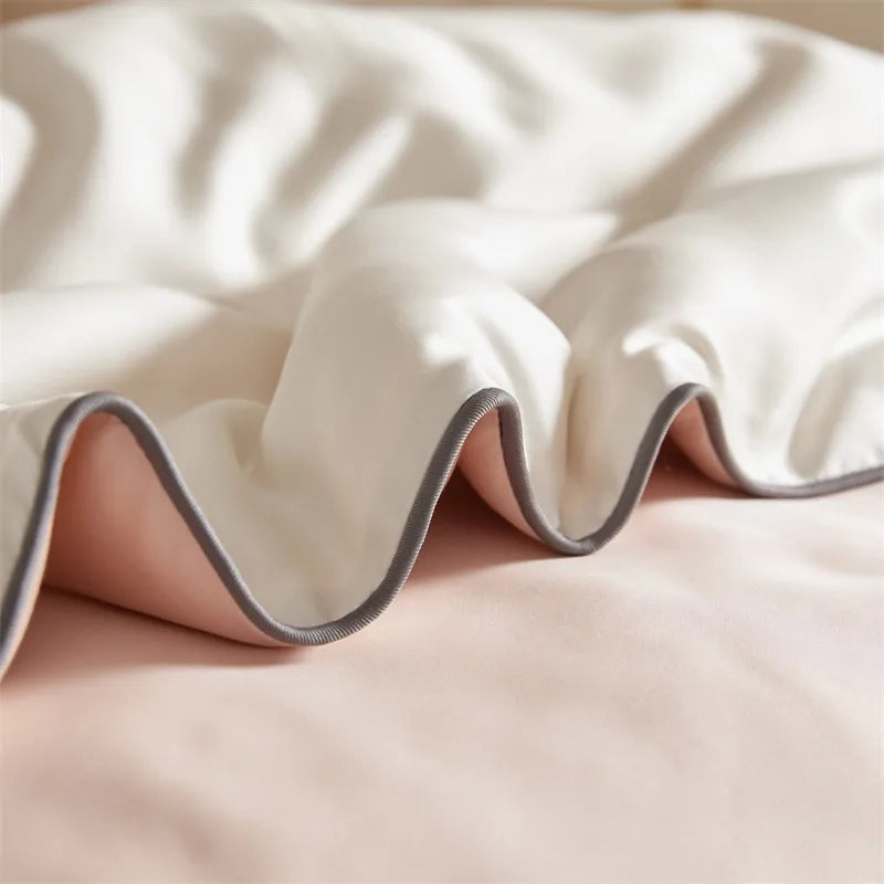 Eucalyptus Bliss: Silk Comforter Set with Cotton Fill & Soft Touch