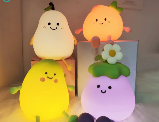 FruitGlow Buddy: Rechargeable Night Light with Dimmable LED for Cozy Baby Rooms